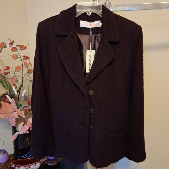 NWT Comfy Lined Purple Blazer Jacket Spring Fall Winter Jackets Tag Size M - Picture 9 of 13